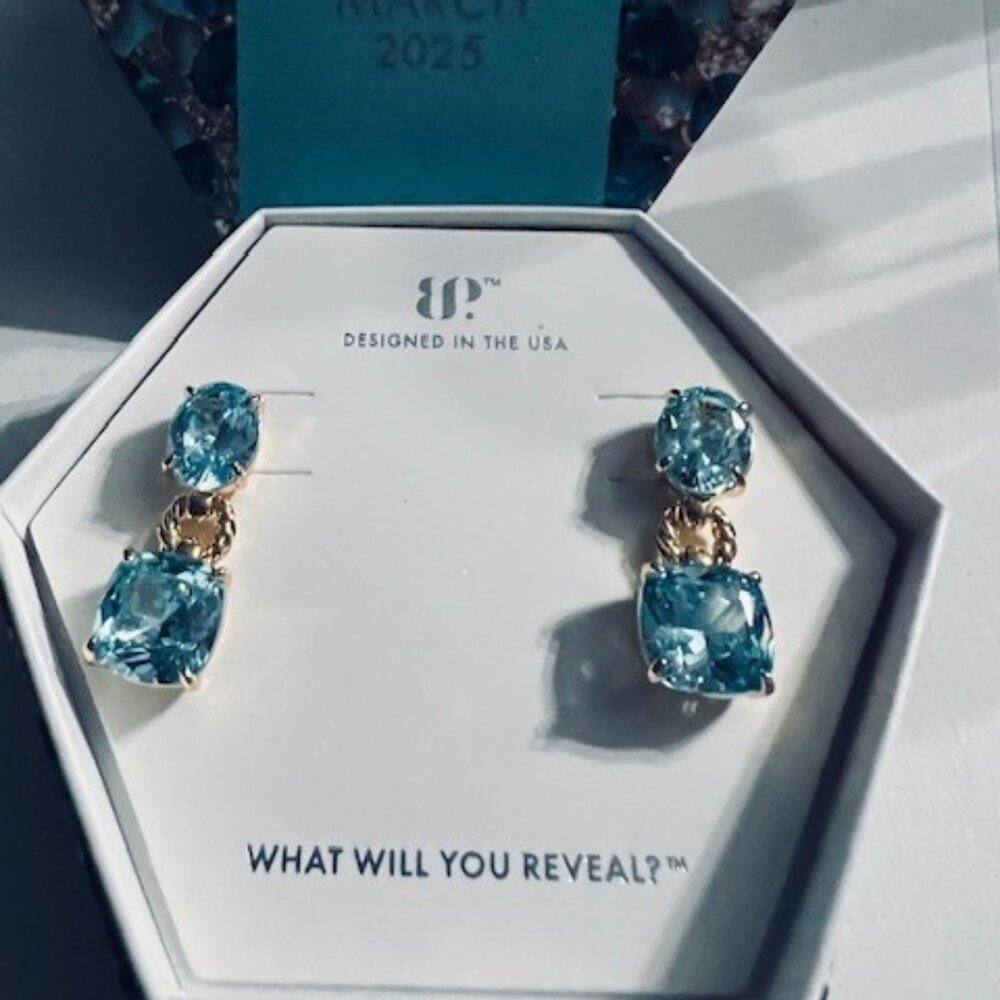 BOMB PARTY MARCH BIRTHDAY AQUAMARINE ON GOLD PLATING